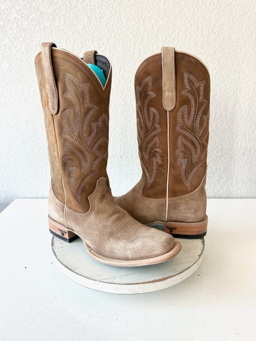 Lane SARATOGA Square Toe Cowboy Boots Latte Suede Womens Size 10 Western Cowgirl